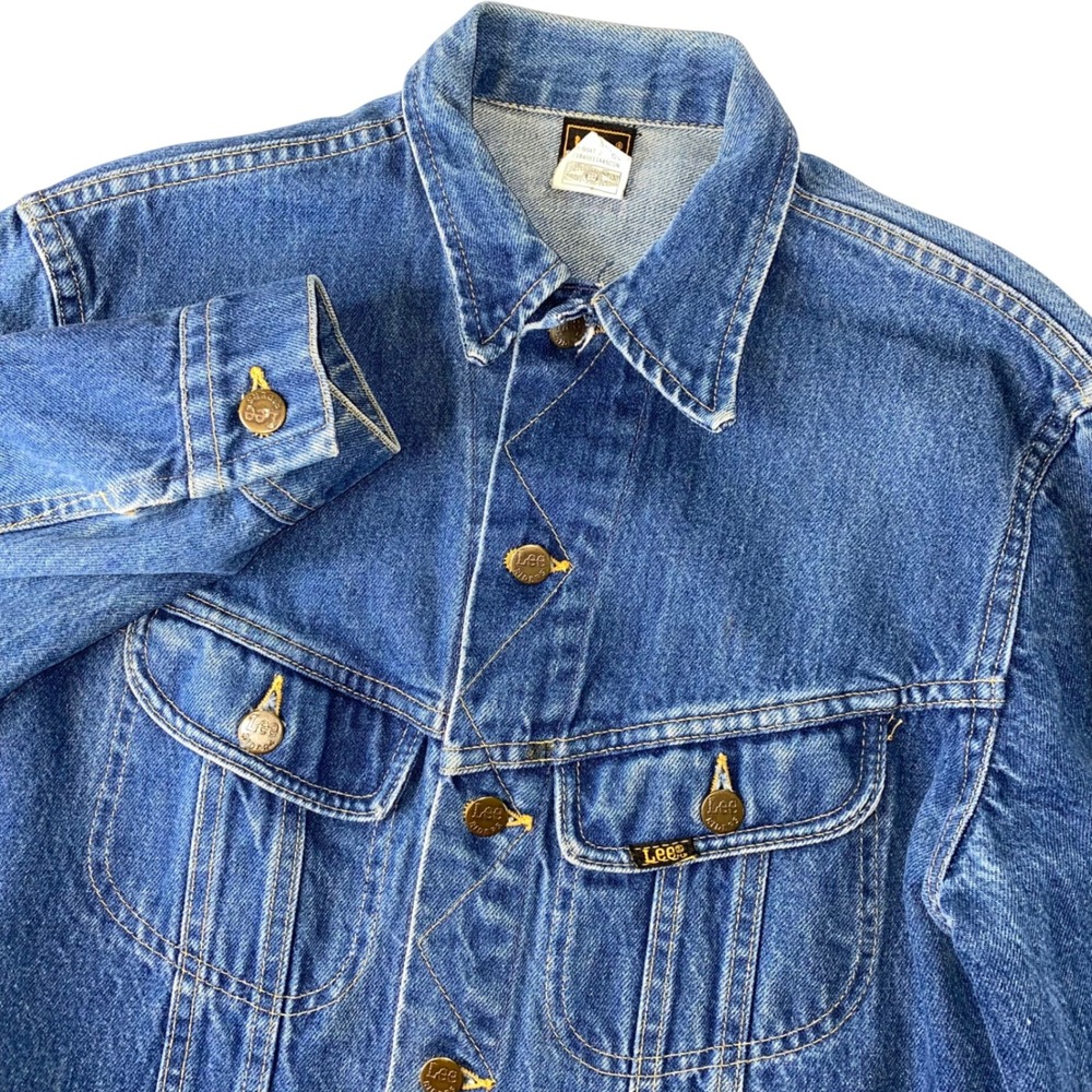 VTG Lee Denim Trucker Jacket USA 80s Tag Sz 20 Women XS Small Western Rodeo 90s